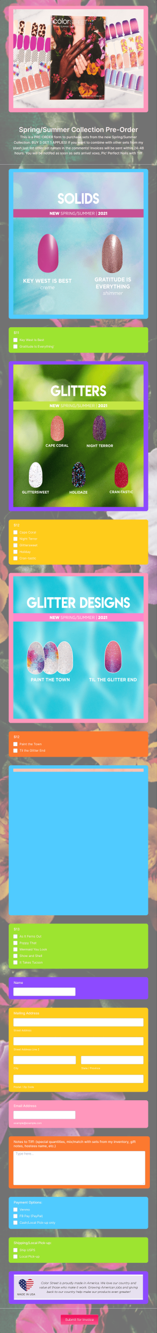 Nail Order Form Tiff Form Template