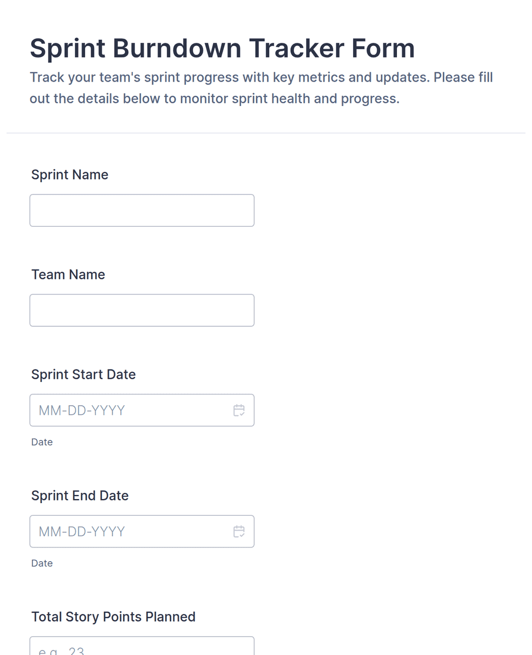 Sprint Burndown Tracker Form Template | Jotform