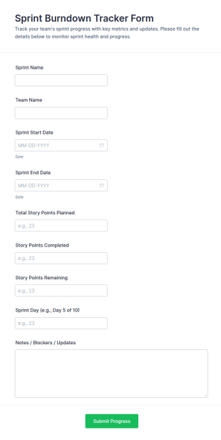 Sprint Burndown Tracker Form Template
