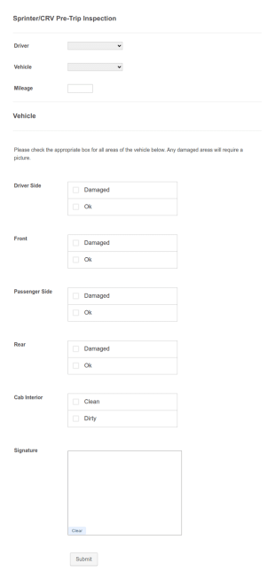 SprinterCRV Pre Trip Inspection Form Template