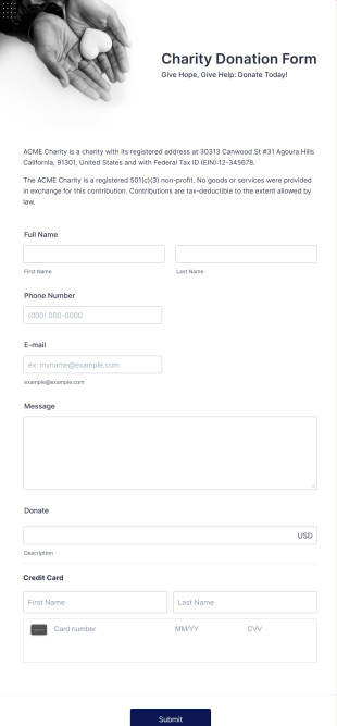 Square Charity Donation Form Template