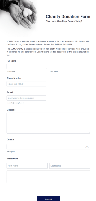 Square Charity Donation Form Template