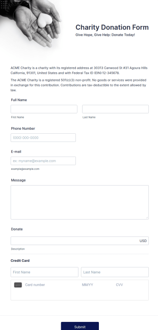 Square Charity Donation Form Template