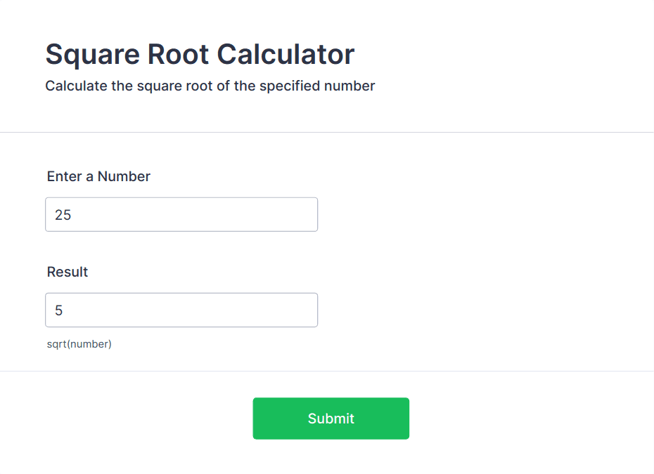 Square Root Calculator Form Template | Jotform