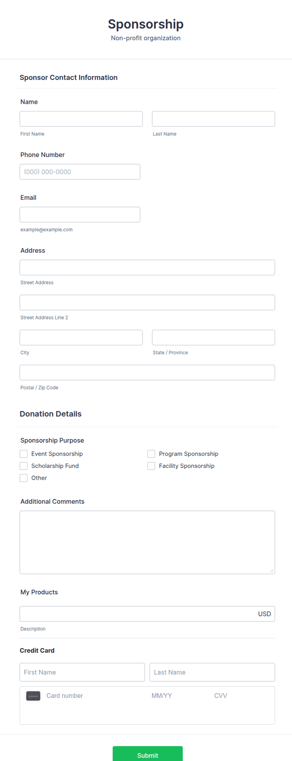 Square Sponsor Donation Form Template | Jotform