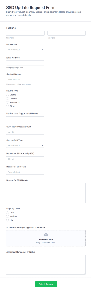 SSD Update Request Form Template