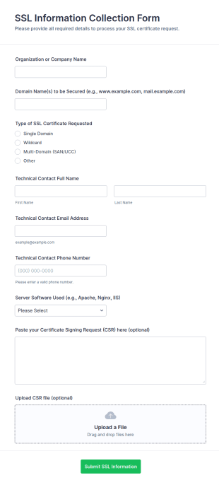 SSL Information Collection Form Template