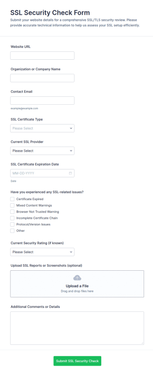 SSL Security Check Form Template