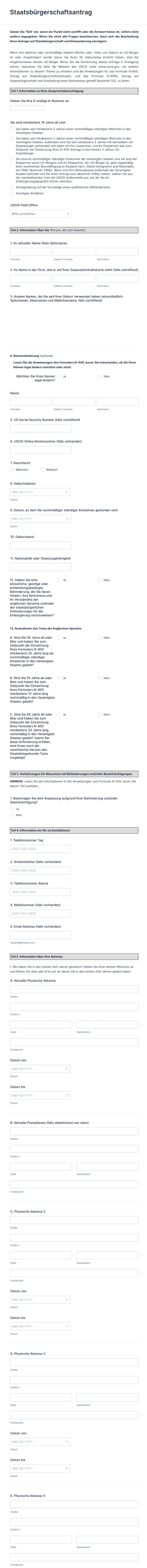 Staatsbürgerschaftsantrag