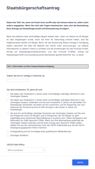 Staatsbürgerschaftsantrag Form Template