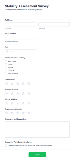 Stability Assessment Survey Form Template