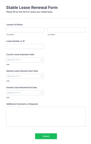 Stable Lease Renewal Form Template