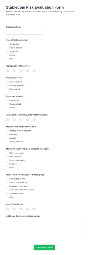 Stablecoin Risk Evaluation Form Template