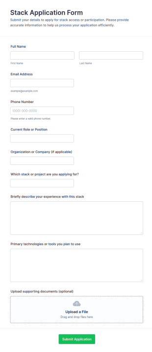 Stack Application Form Template