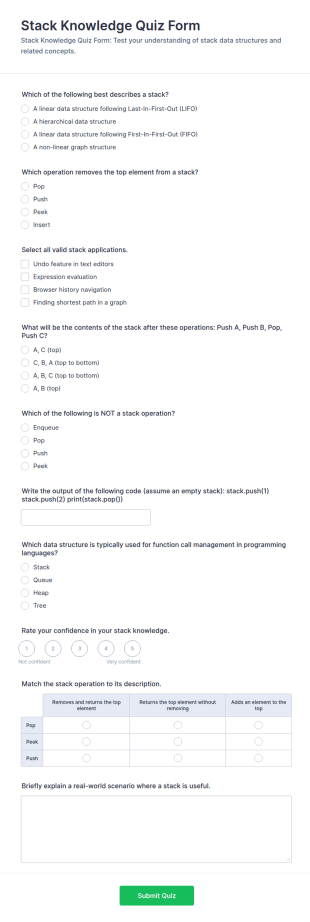 Stack Knowledge Quiz Form Template
