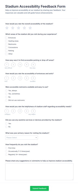 Stadium Accessibility Feedback Form Template