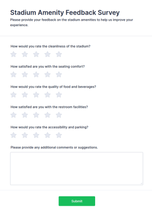 Stadium Amenity Feedback Survey Form Template