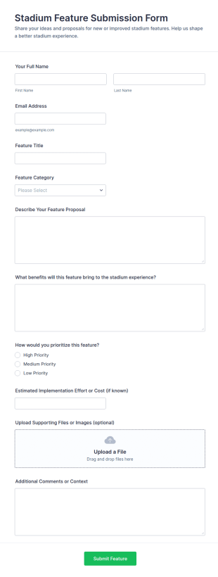 Stadium Feature Submission Form Template
