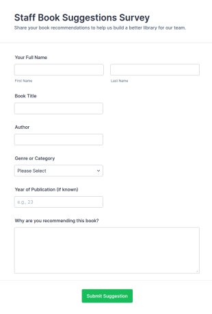 Staff Book Suggestions Survey Form Template