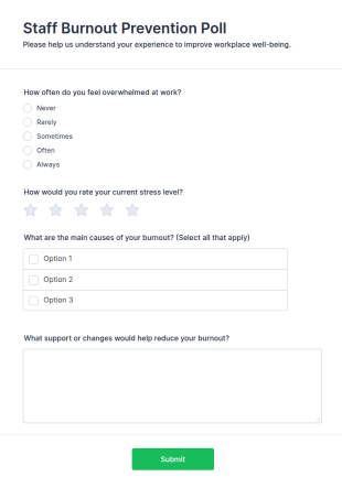 Staff Burnout Prevention Poll Form Template