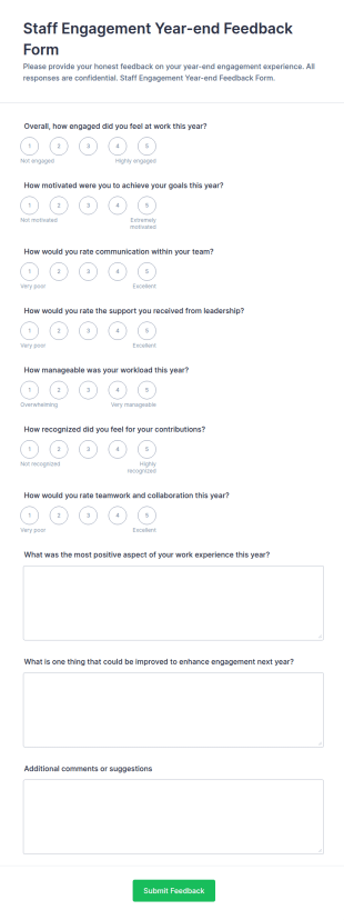 Staff Engagement Year End Feedback Form Template