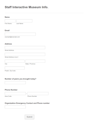 Staff Interactive Museum Info. Form Template