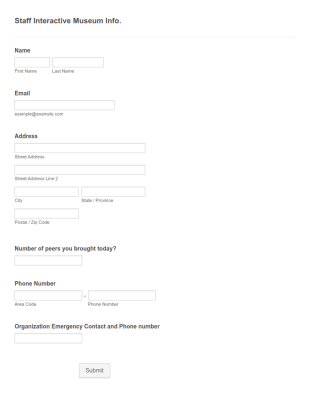 Staff Interactive Museum Info. Form Template