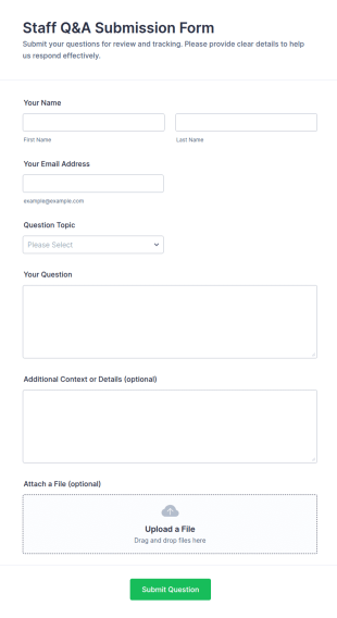 Staff Q&A Submission Form Template