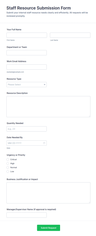 Staff Resource Submission Form Template