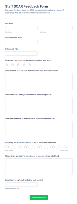Staff SOAR Feedback Form Template
