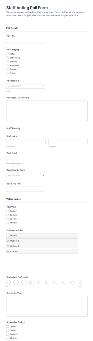 Staff Voting Poll Form Template