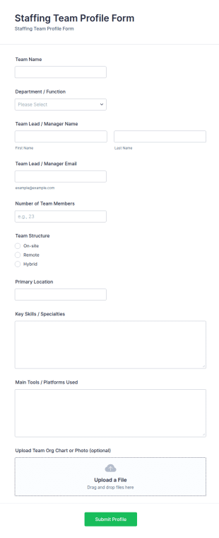 Staffing Team Profile Form Template