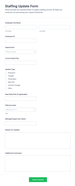 Staffing Update Form Template