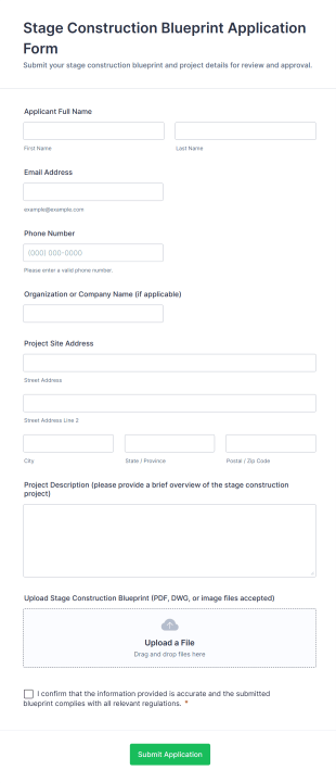 Stage Construction Blueprint Application Form Form Template