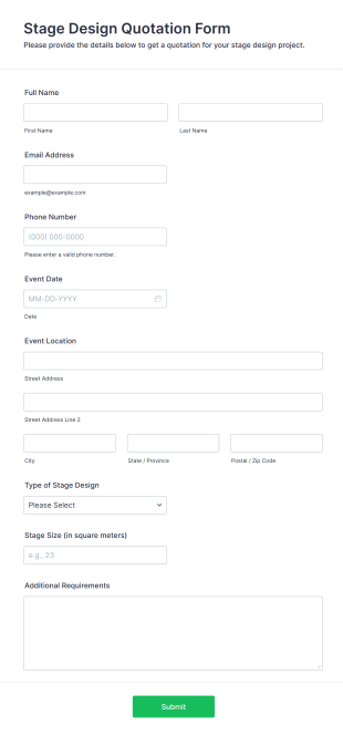 Stage Design Quotation Form Template
