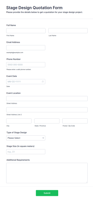 Stage Design Quotation Form Template