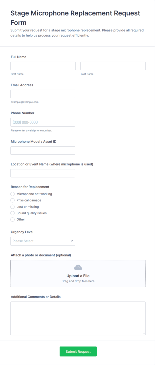 Stage Microphone Replacement Request Form Template