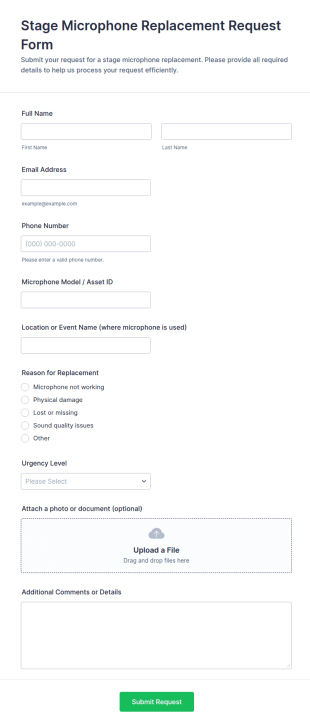 Stage Microphone Replacement Request Form Template