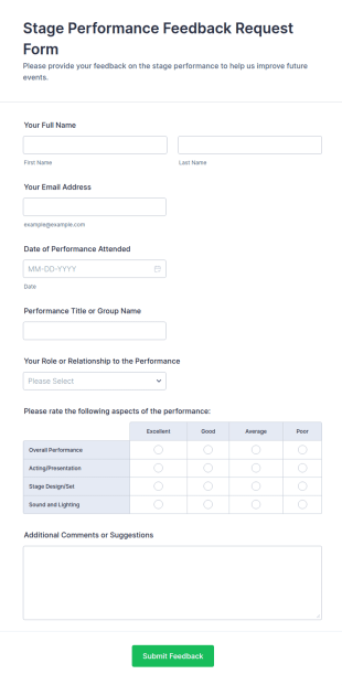 Stage Performance Feedback Request Form Template