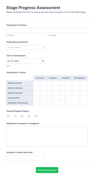 Stage Progress Assessment Form Template