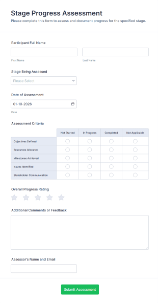 Stage Progress Assessment Form Template
