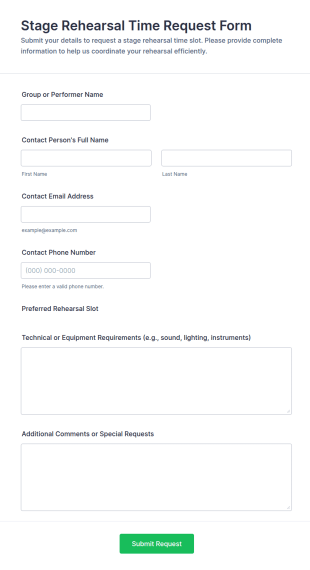 Stage Rehearsal Time Request Form Template