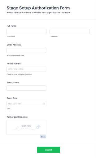 Stage Setup Authorization Form Template