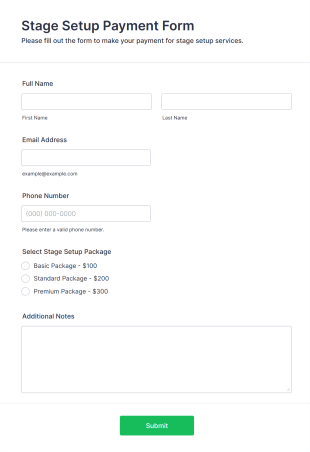 Stage Setup Payment Form Template