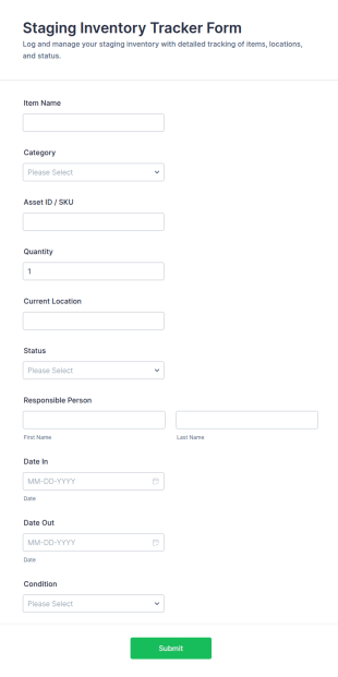 Staging Inventory Tracker Form Template