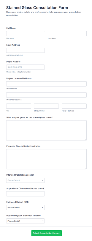 Stained Glass Consultation Quiz Form Template