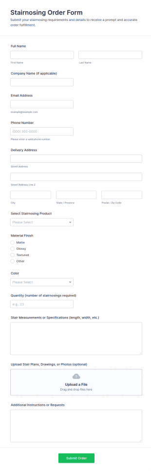 Stairnosing Order Form Template