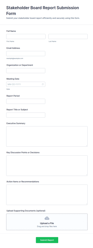Stakeholder Board Report Submission Form Template