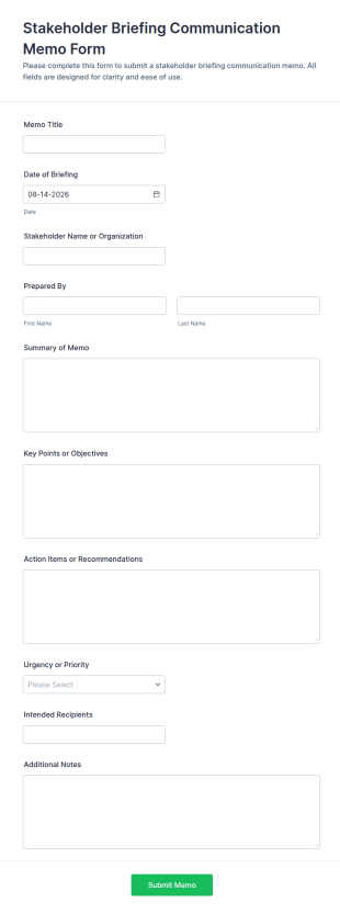 Stakeholder Briefing Communication Memo Form Template