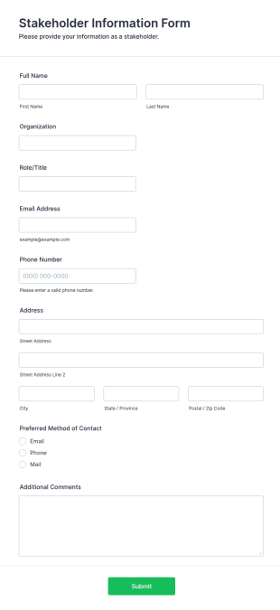 Stakeholder Information Form Template
